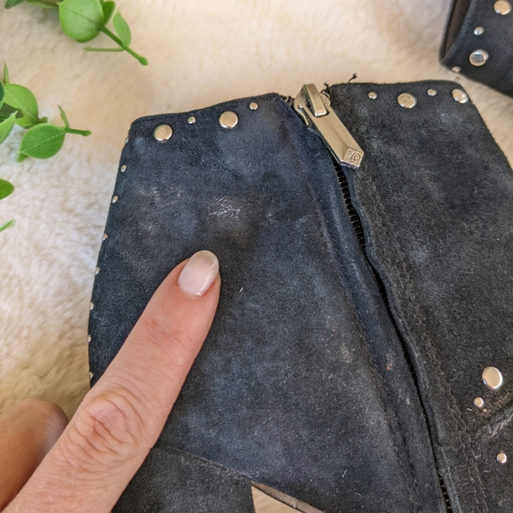 Sam Edelman Black Suede Studded Heeled Booties Size 7 - Picture 5 of 10